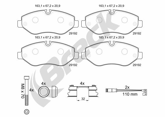 Brake Pad Set, disc brake - 29192 00 653 00 BRECK